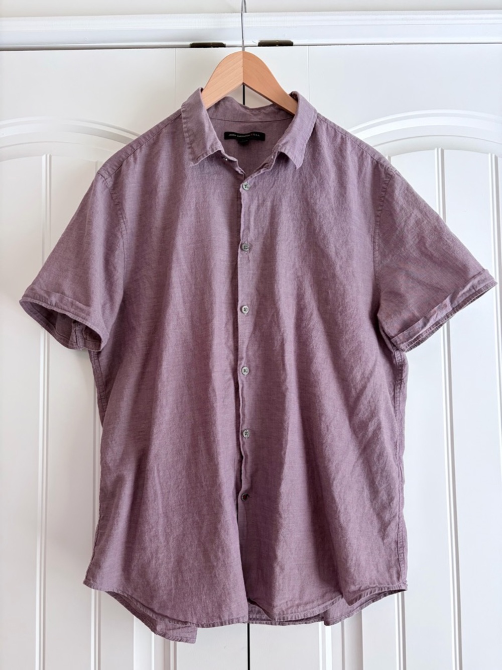 John Varvatos‎ Lightweight Short Sleeve Button Down Men's Purple Shirt Size L